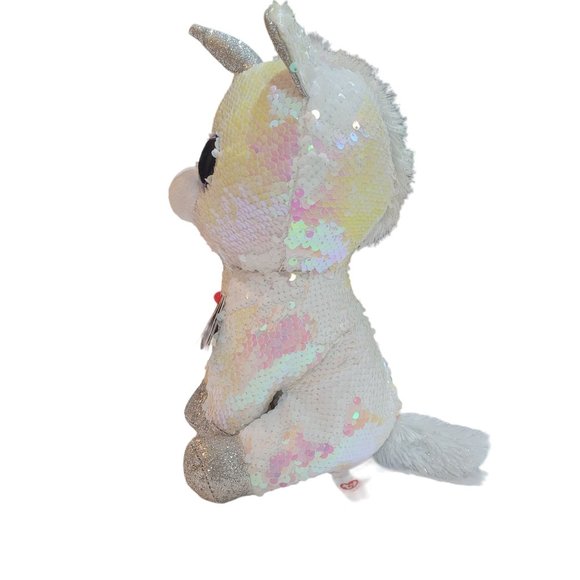 Ty Flippables Unicorn Diamond EUC 10 Inches Tall White Pink Sequins - Picture 4 of 12